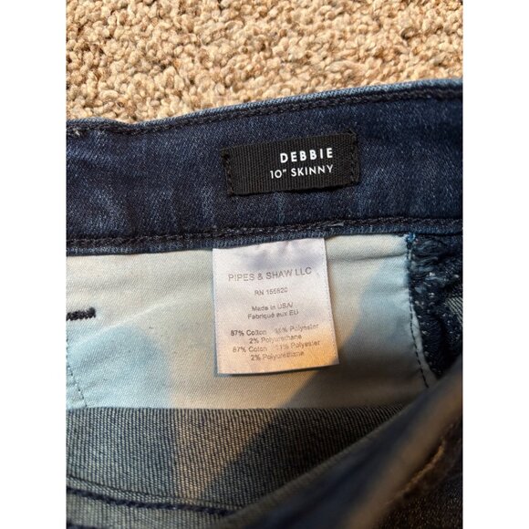 Veronica Beard Debbie 10” Skinny Midnight Fray & Tux Striped Stretch Denim Jeans - Picture 9 of 12